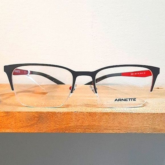 NEW Half Rim Rx'able Eyeglass Frame Lightweight metal red/black, ARNETTE glasses - Picture 6 of 6